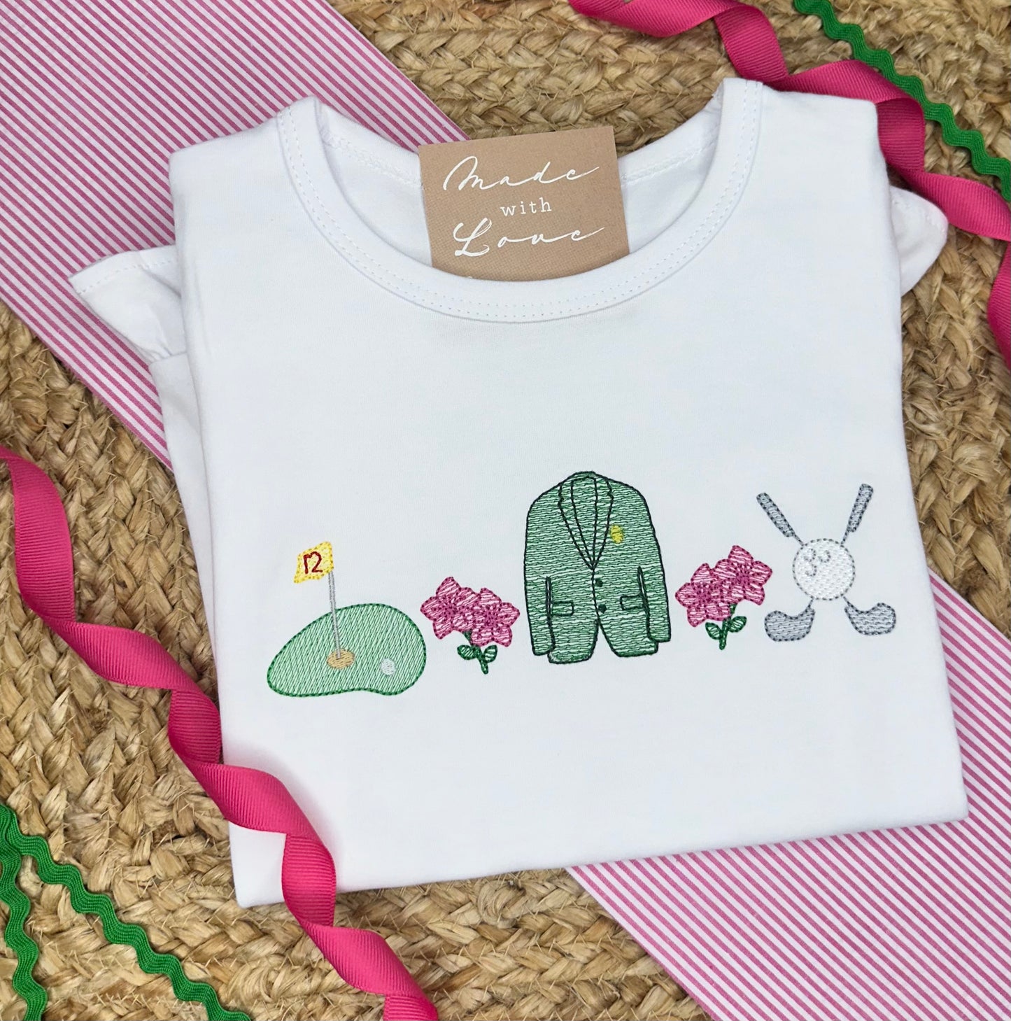 READY TO SHIP! *Imperfect* Simple Sketch Golf Jacket with Azaleas Line Shirt - Size 5T