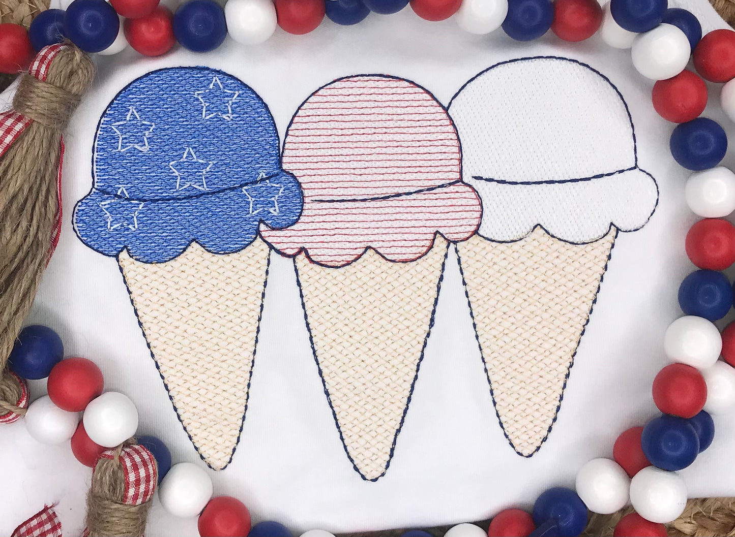 Ready to ship! Size 12m - Patriotic Ice Cream Trio Bubble Romper