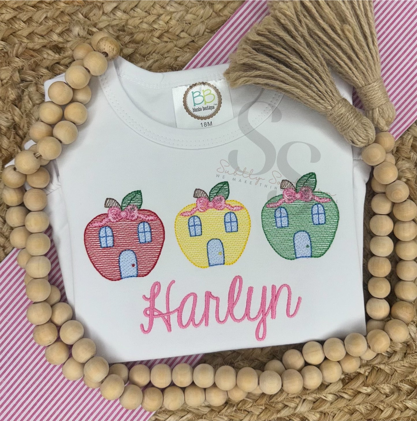 Apple Schoolhouse Trio with Bows Shirt