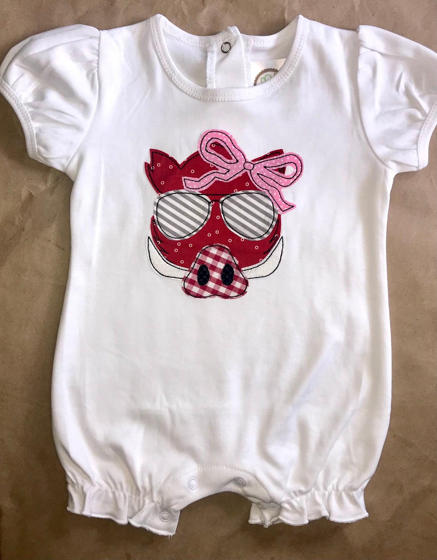 Ready to ship! Size 6m - Girly Razorback Ruffle Romper