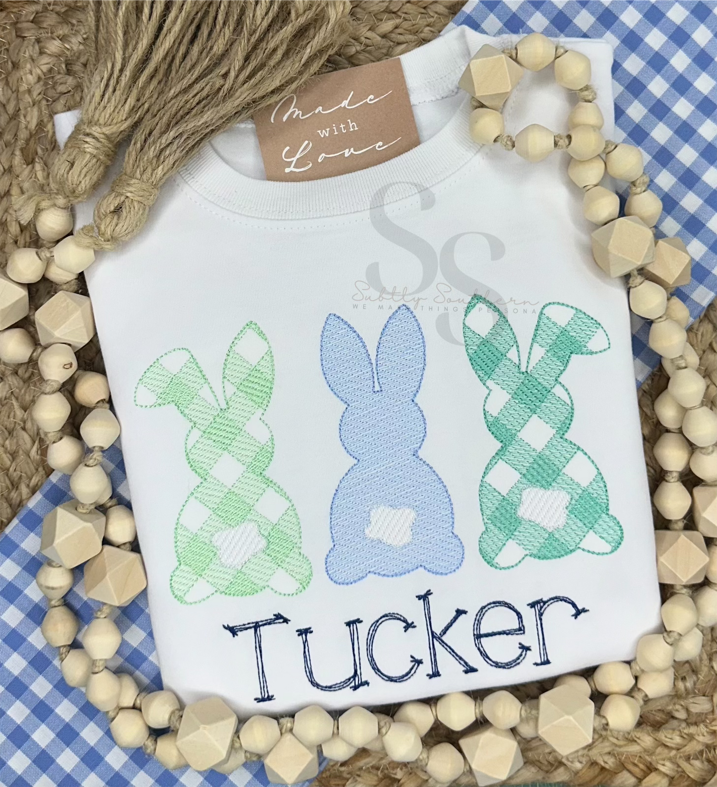 Gingham Easter Bunny Trio Shirt