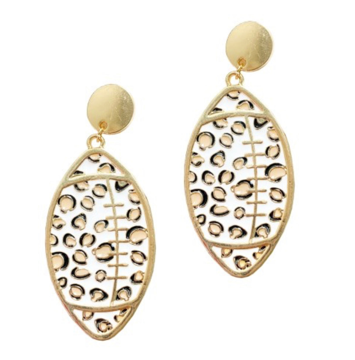 Leopard Football Enamel Earrings