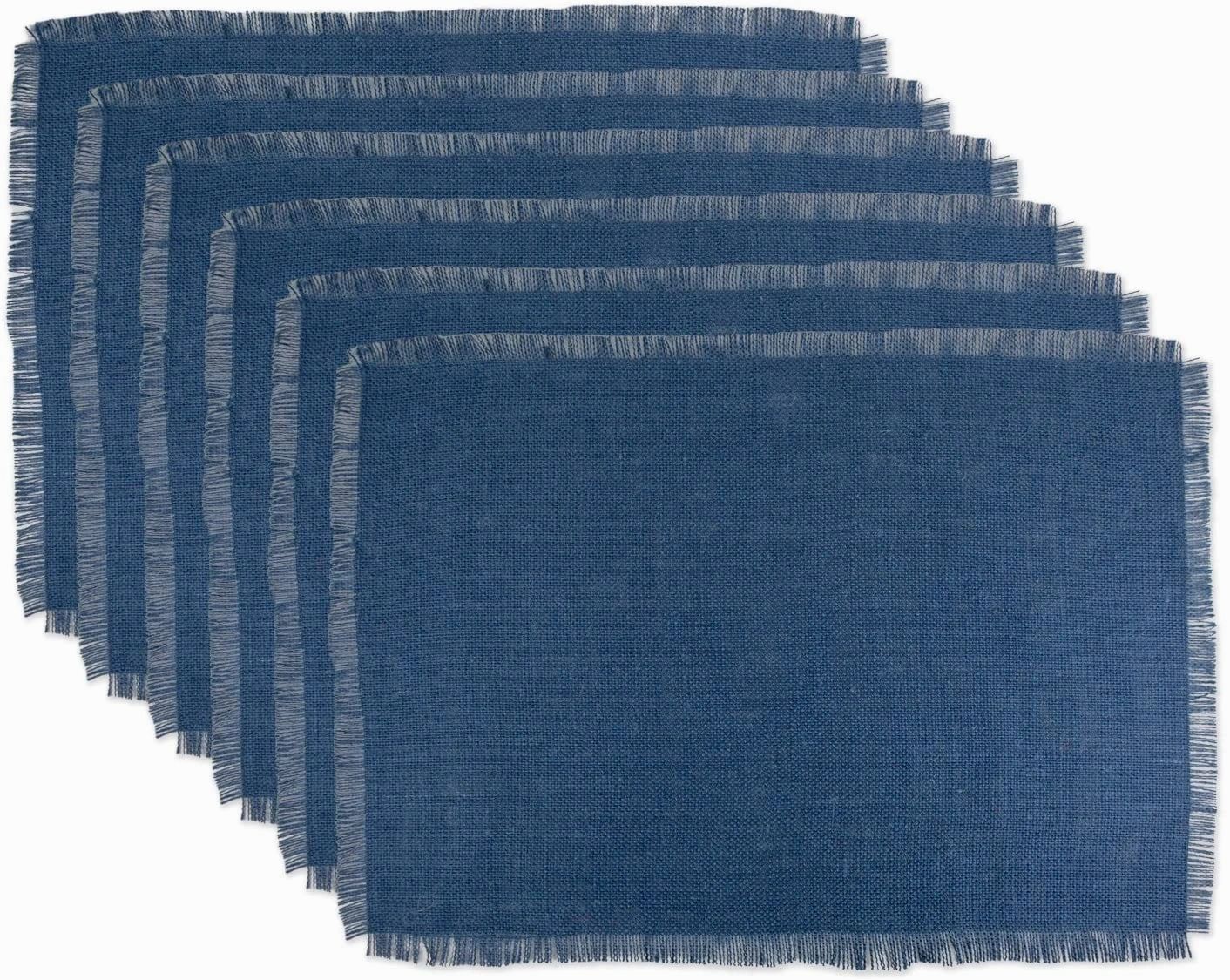 Monogrammed Navy Burlap Fringe Placemats