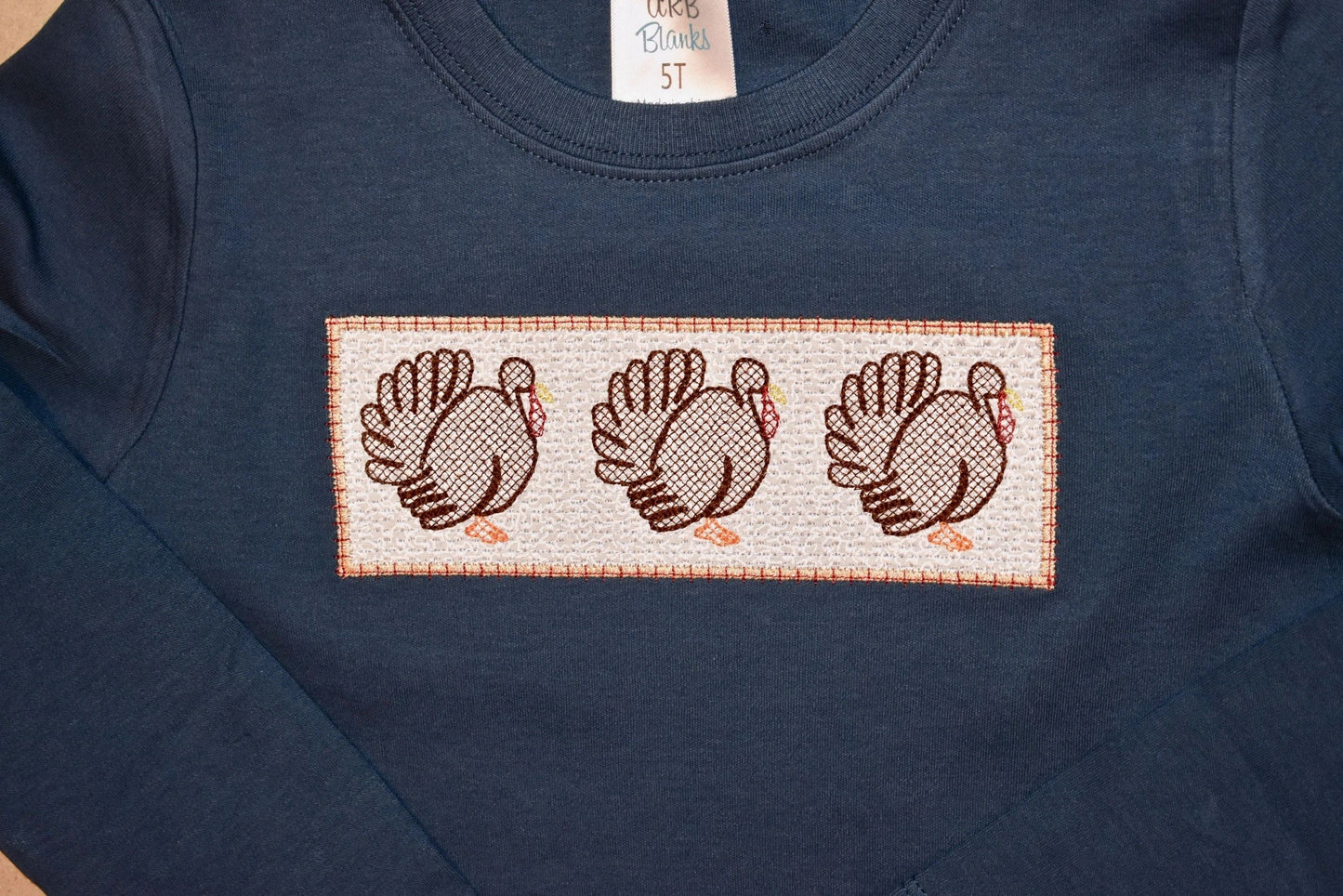Thanksgiving Turkey Trio Faux Smock Shirt