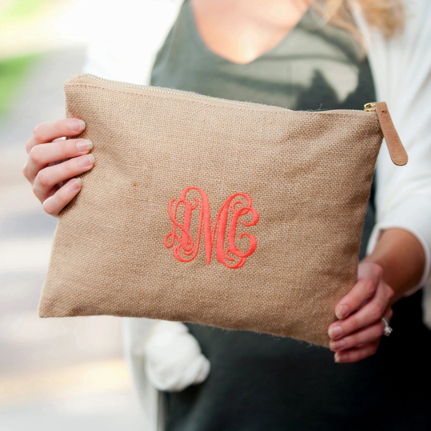 Burlap Zip Pouch