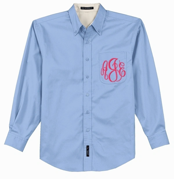 Monogrammed Oversized Button Front Oxford Shirt
