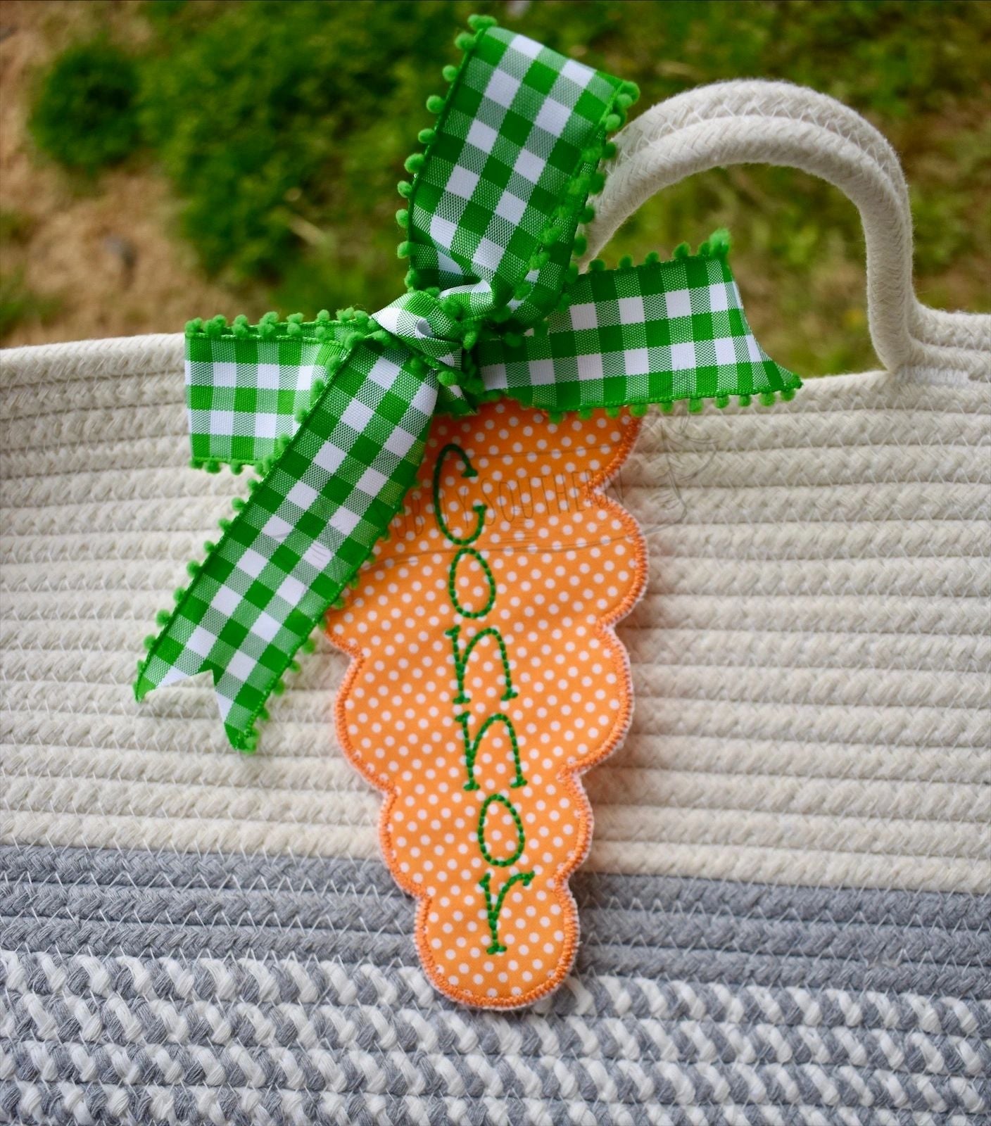 Monogrammed Easter Basket Carrot Tag