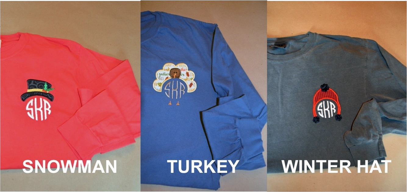 Holiday Monogram Long Sleeve Adult Tee