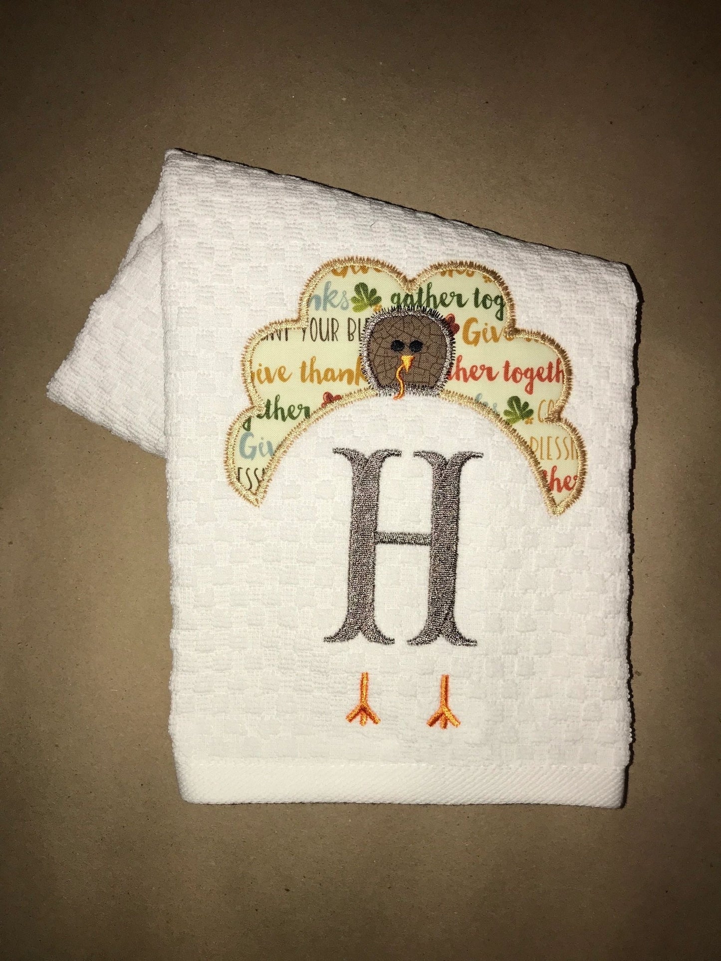Thanksgiving Turkey Monogram Kitchen Towel