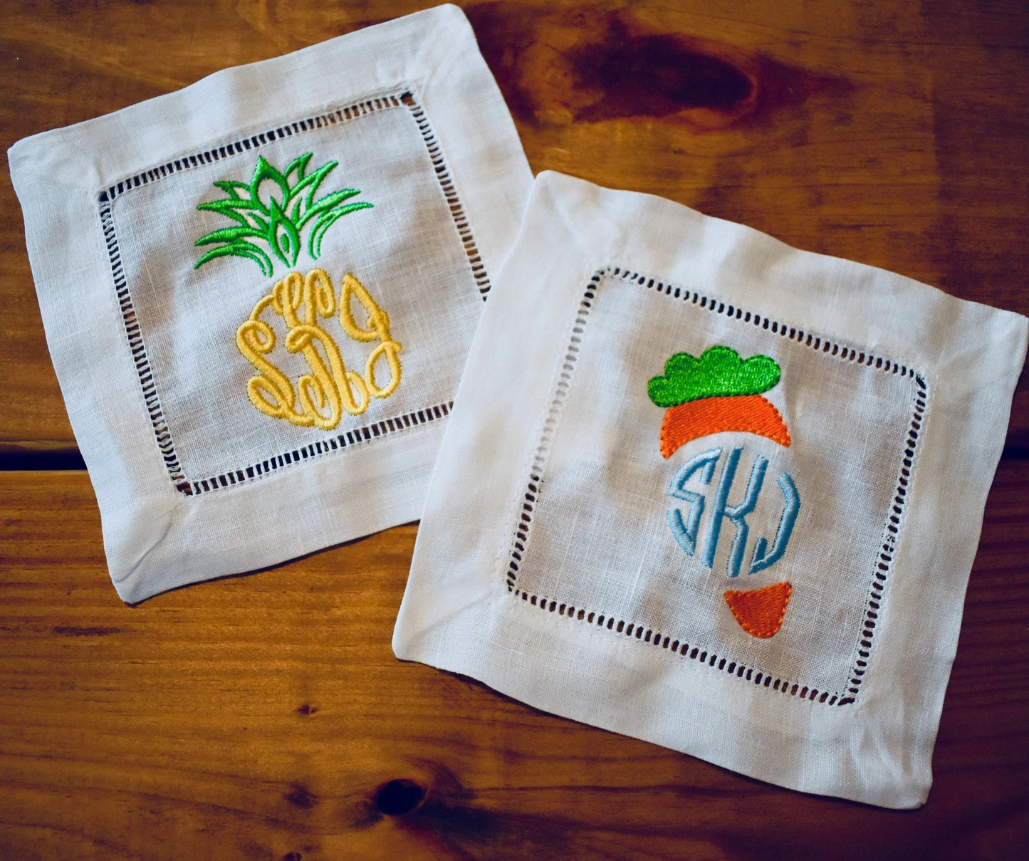 Monogrammed Linen Cocktail Napkin Set