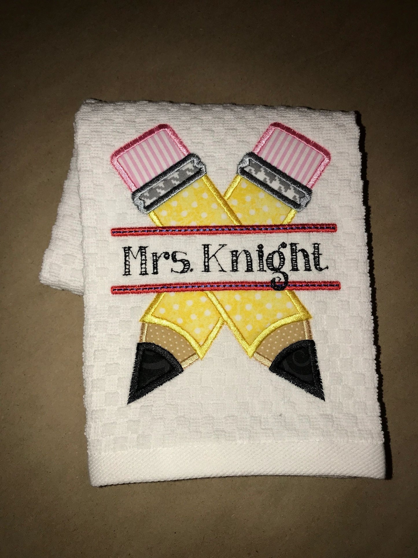 Crossed Pencils Monogram Banner Appliqué