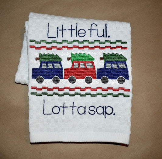 Three Little Christmas SUVs Faux Smock Kitchen Towel