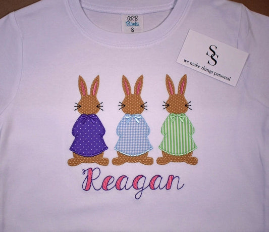 Mrs. Cottontail Easter Bunny Trio Appliqué Shirt