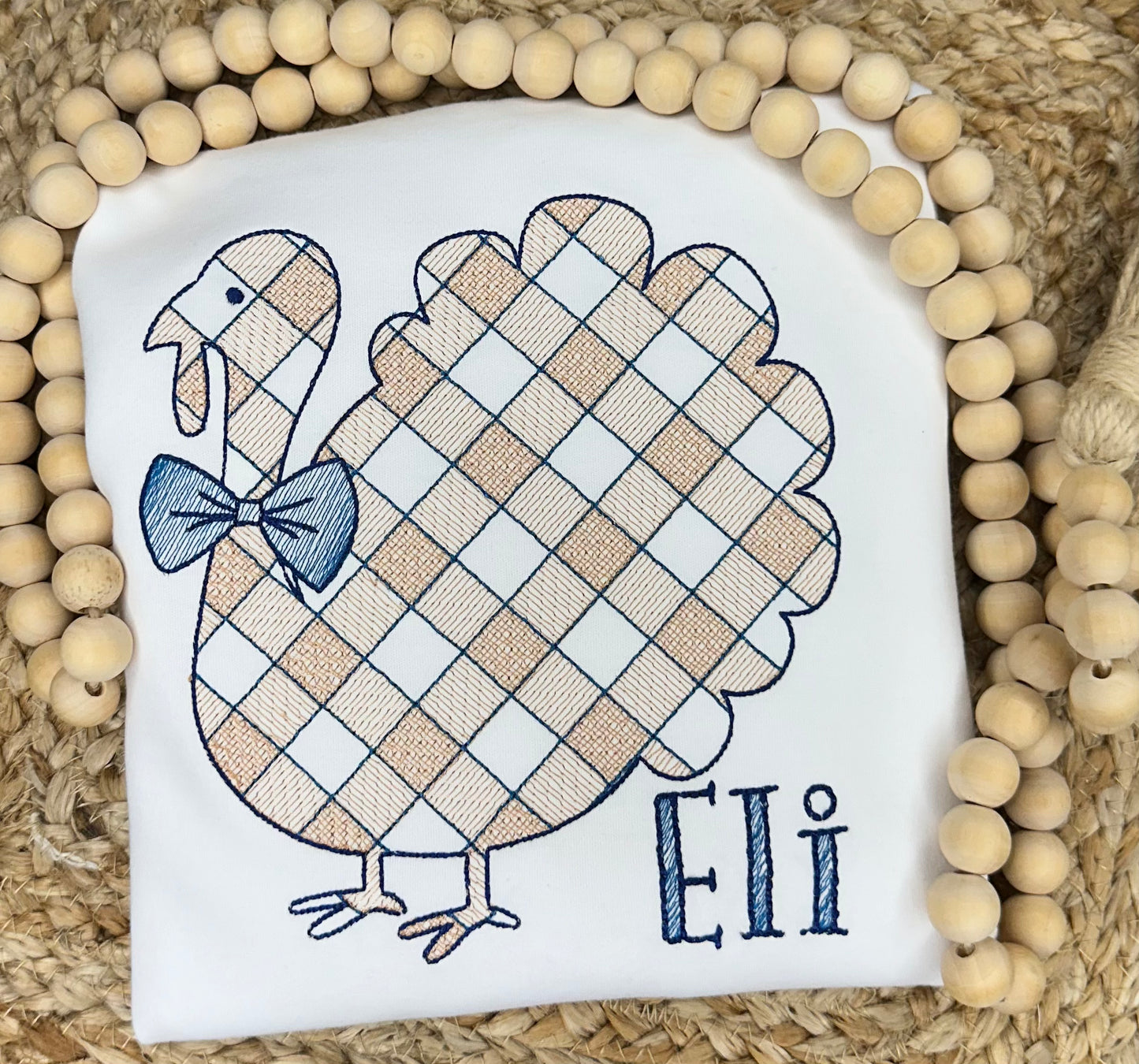 Gingham Turkey with Bow Tie Shirt