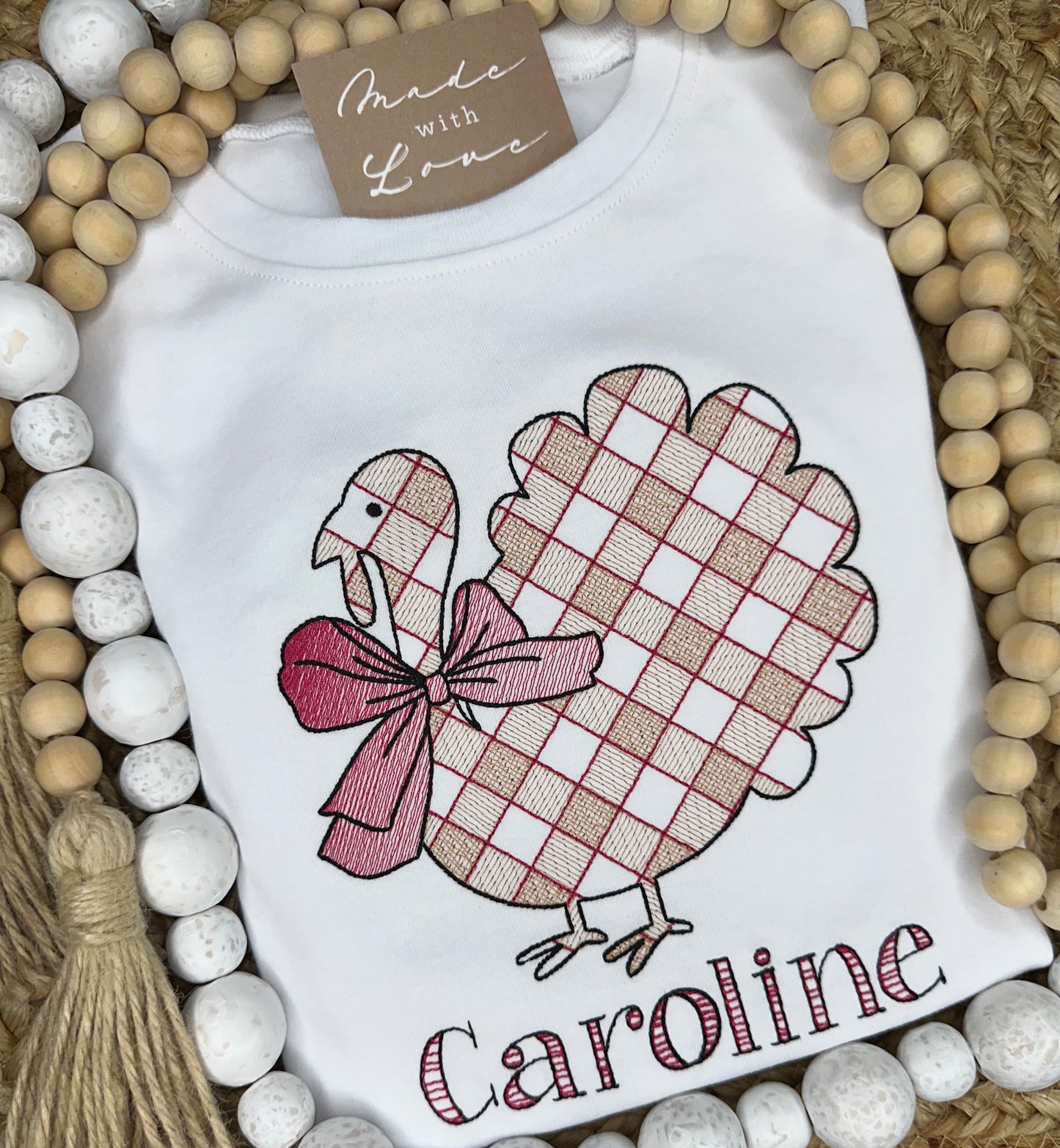 Gingham Turkey with Bow Shirt