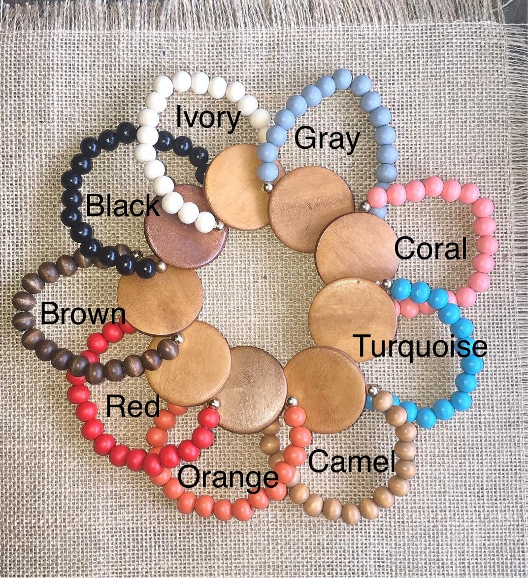 Personalized Wooden Pendant Bracelet