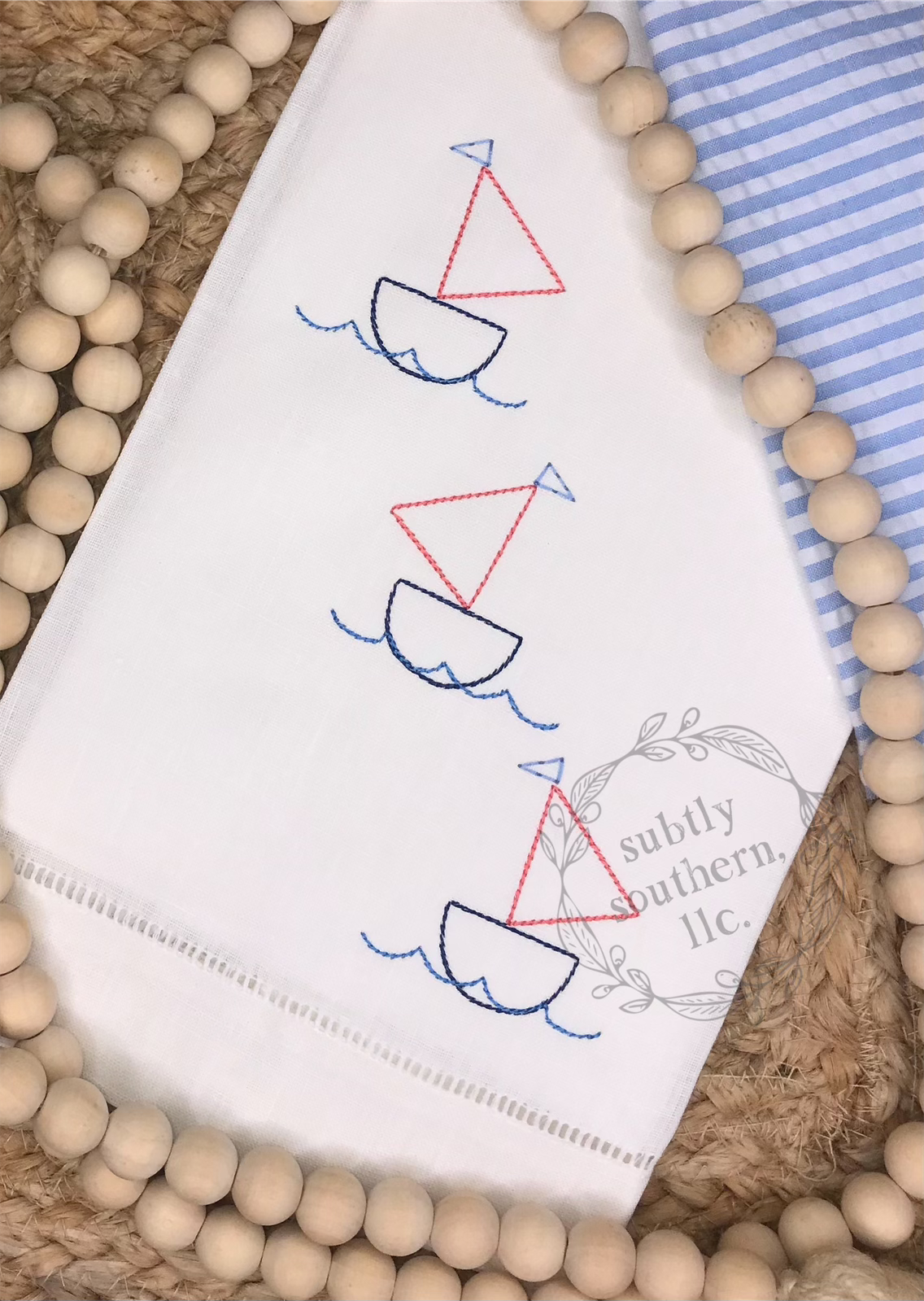 Geo Sailboat Tea Towel
