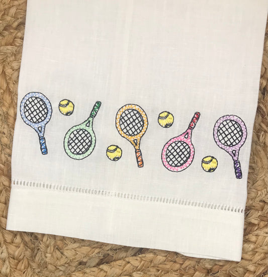Scribble Tennis Line Tea Towel