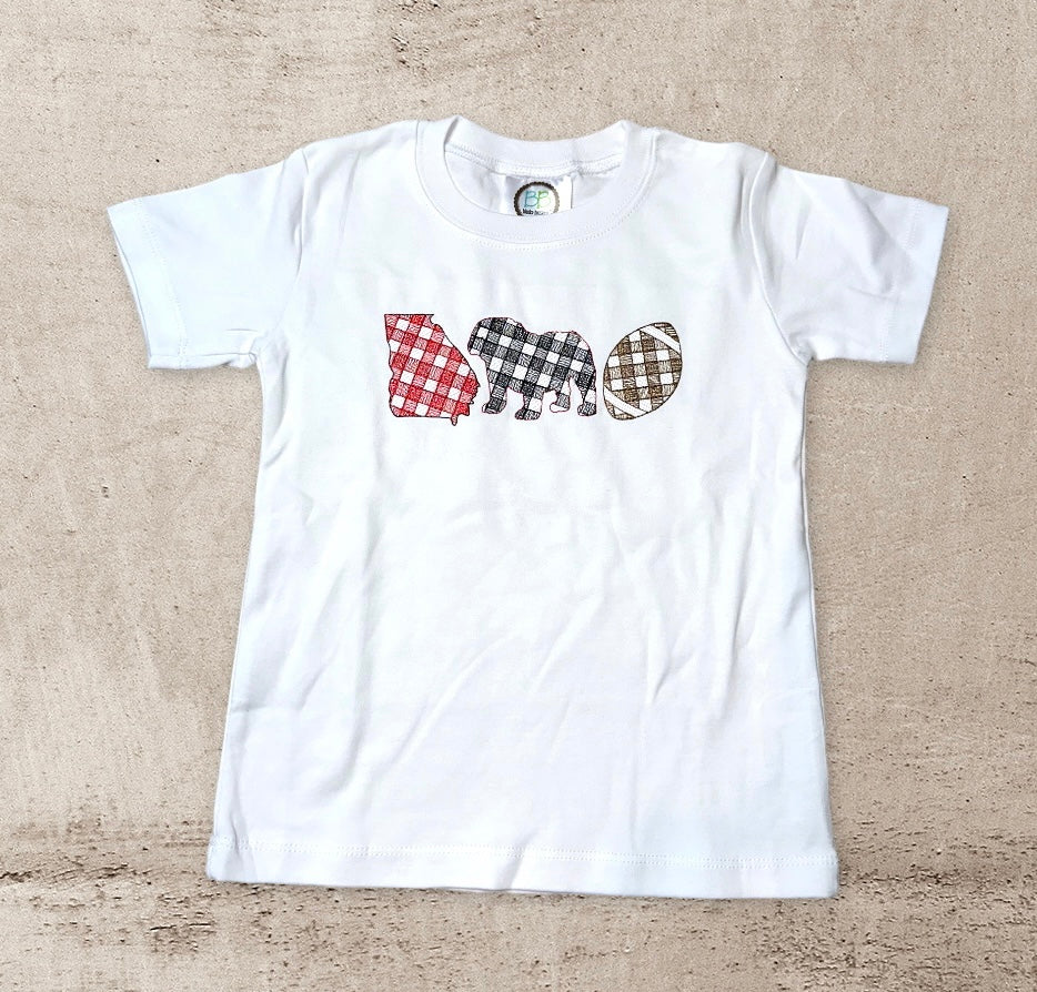 Ready to ship! Size 3T - Gingham Georgia Football Shirt