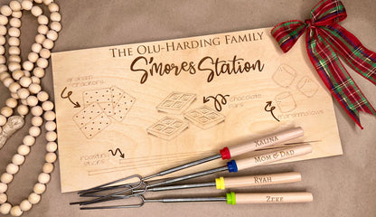 Personalized S’mores Station Boards and Roasting Sticks