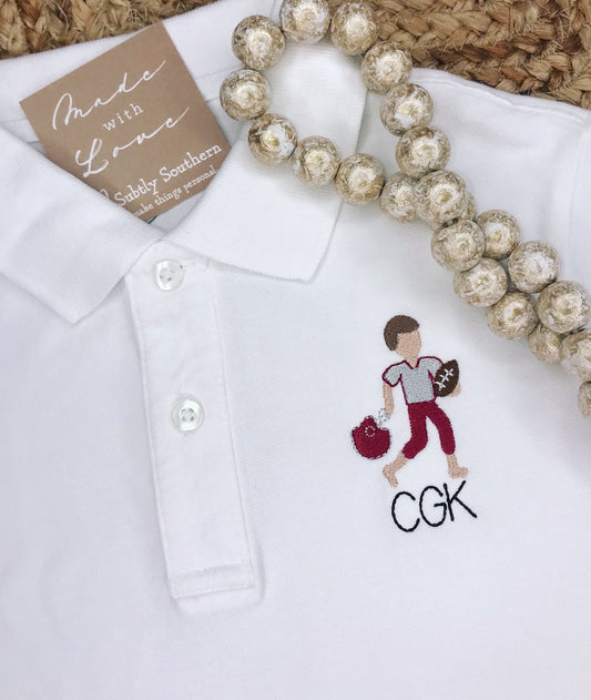 Little Football Player Polo Shirt