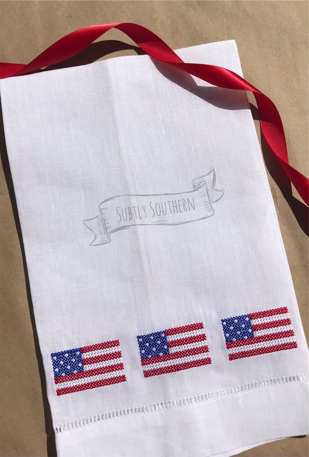 Cross-Stitch Flag Trio Tea Towel