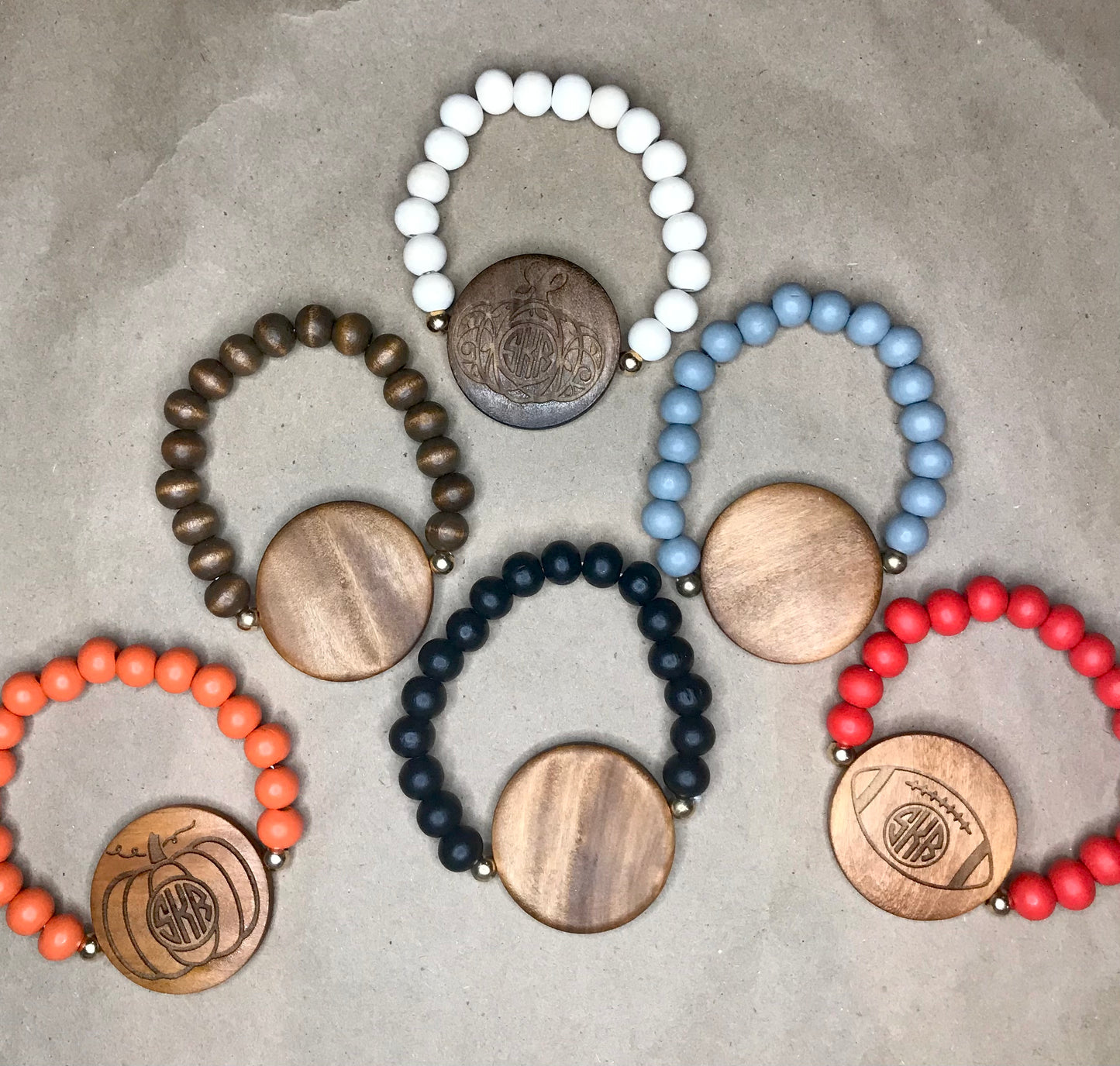 Personalized Wooden Pendant Bracelet