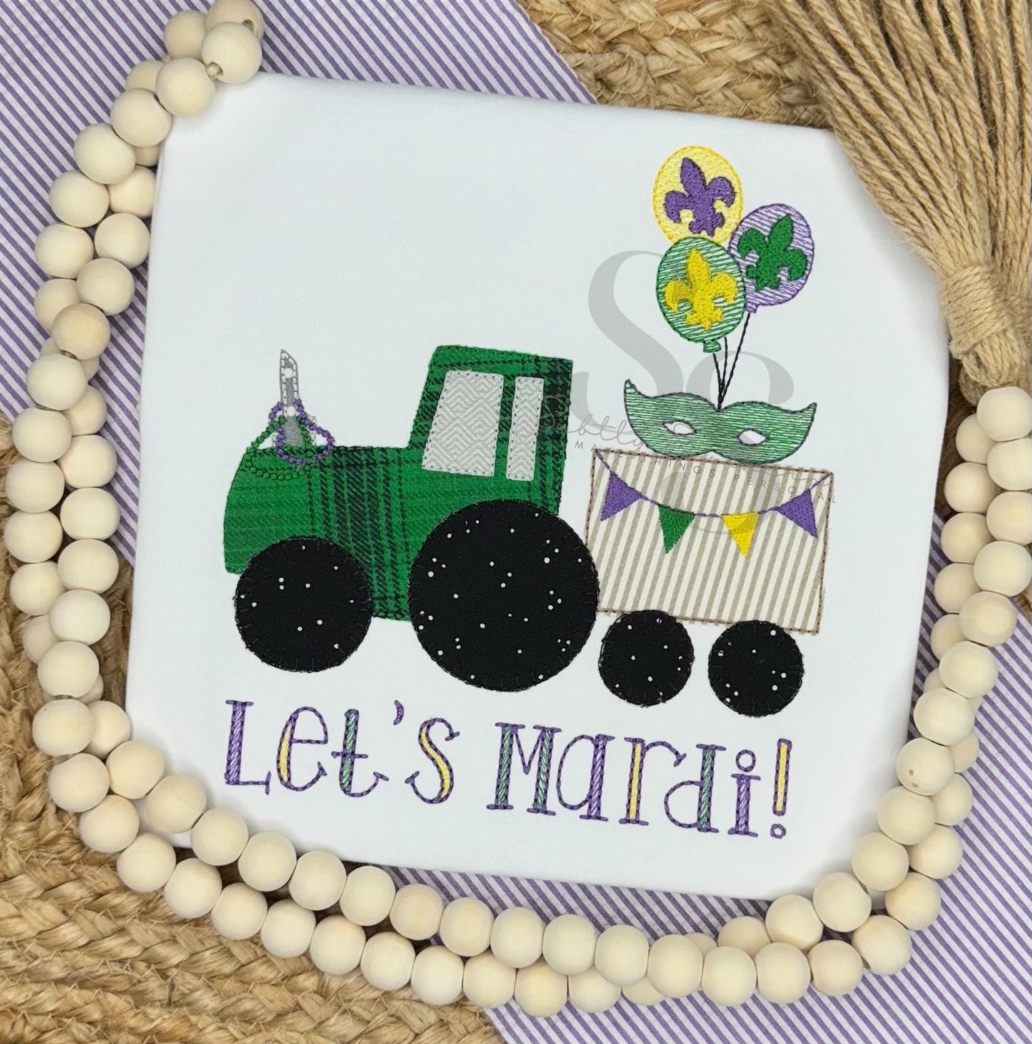 Mardi Gras Tractor Appliqué Shirt