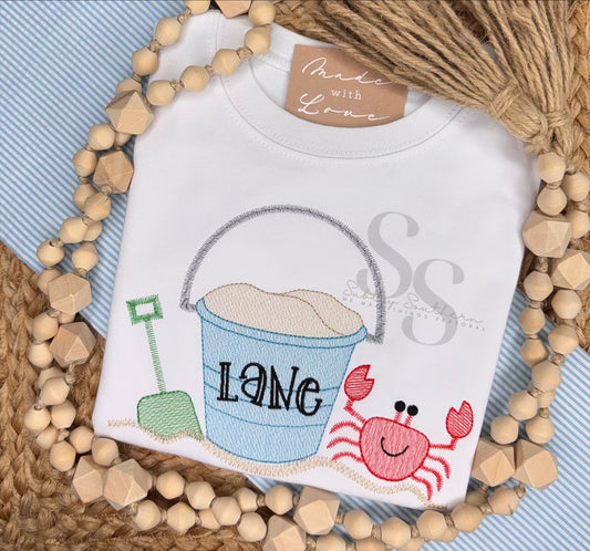 Beach Fun Sand Pail and Crab Shirt