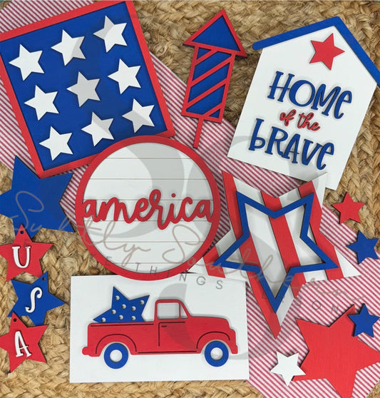 Patriotic Wooden Decor Set