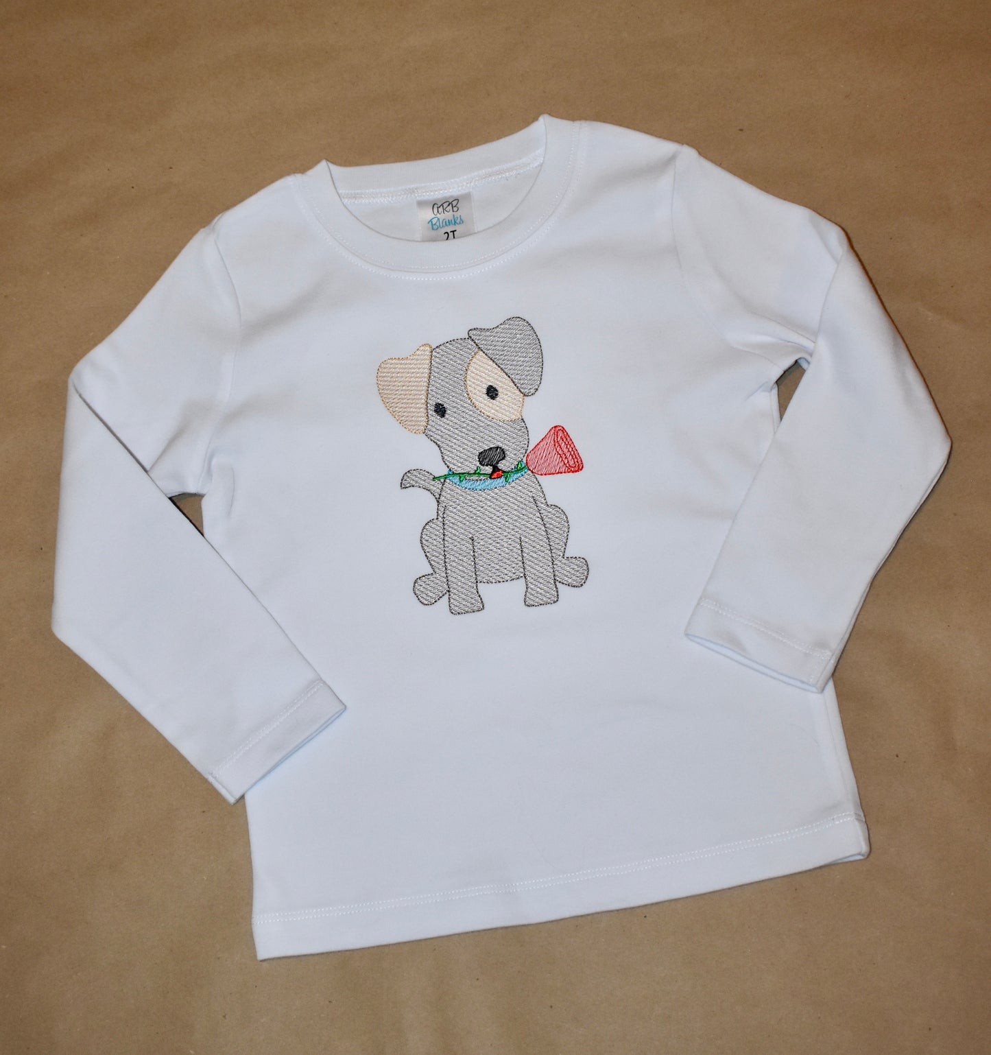 Ready to ship! Size 2T - Valentine Puppy Long Sleeve Shirt