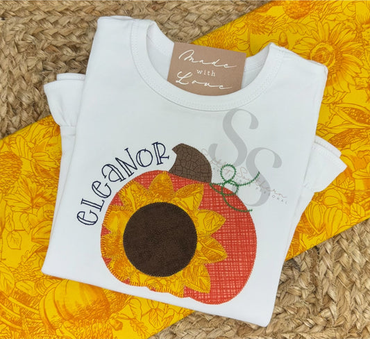 Sunflower Pumpkin Appliqué Shirt