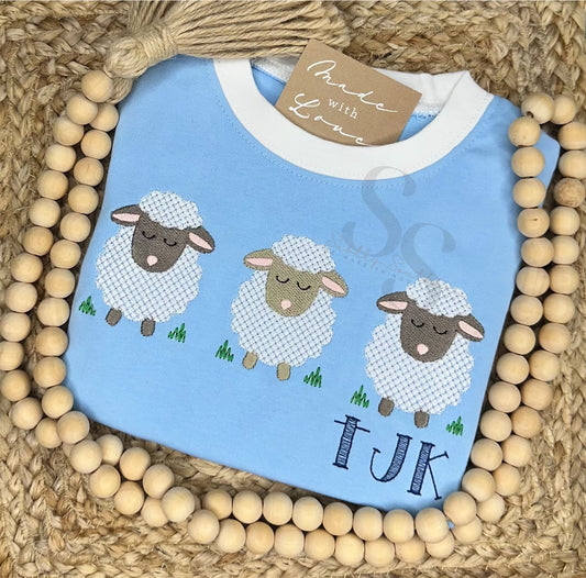 Faux French Knot Sheep Trio Shirt