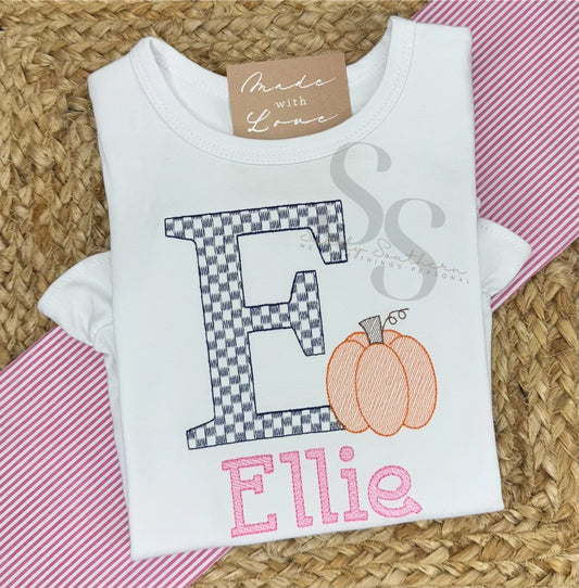 Fall Checkered Alphabet Shirt