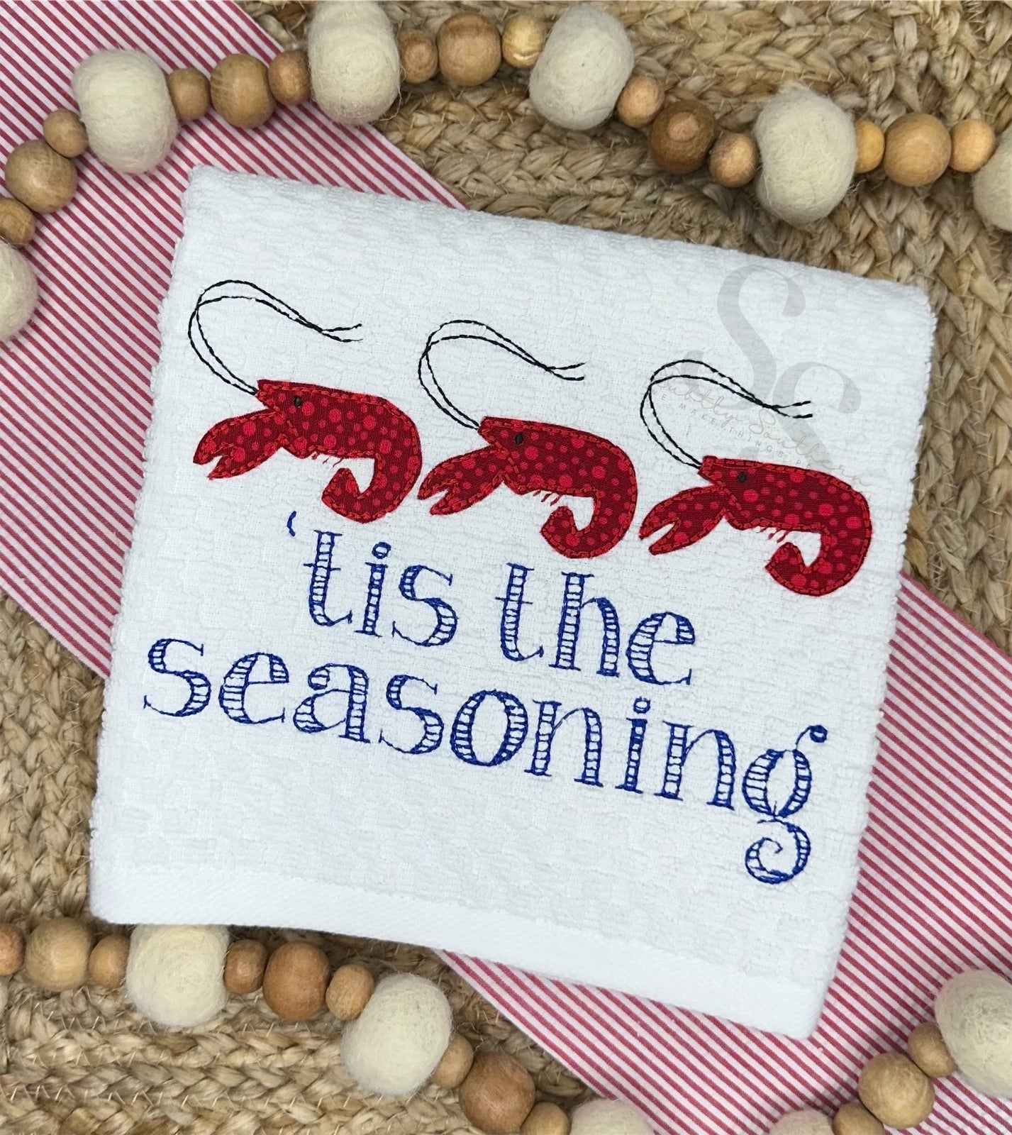 Crawfish Trio Appliqué Kitchen Towel