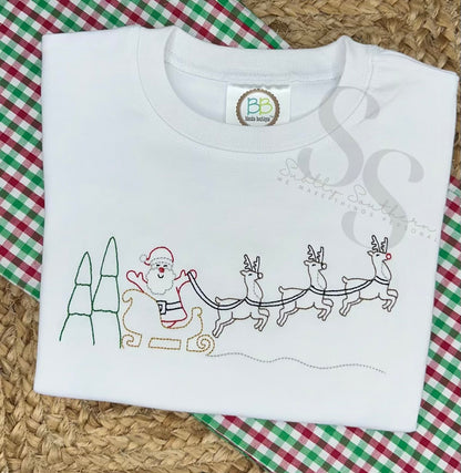 Santa and Reindeer Simple Line Shirt