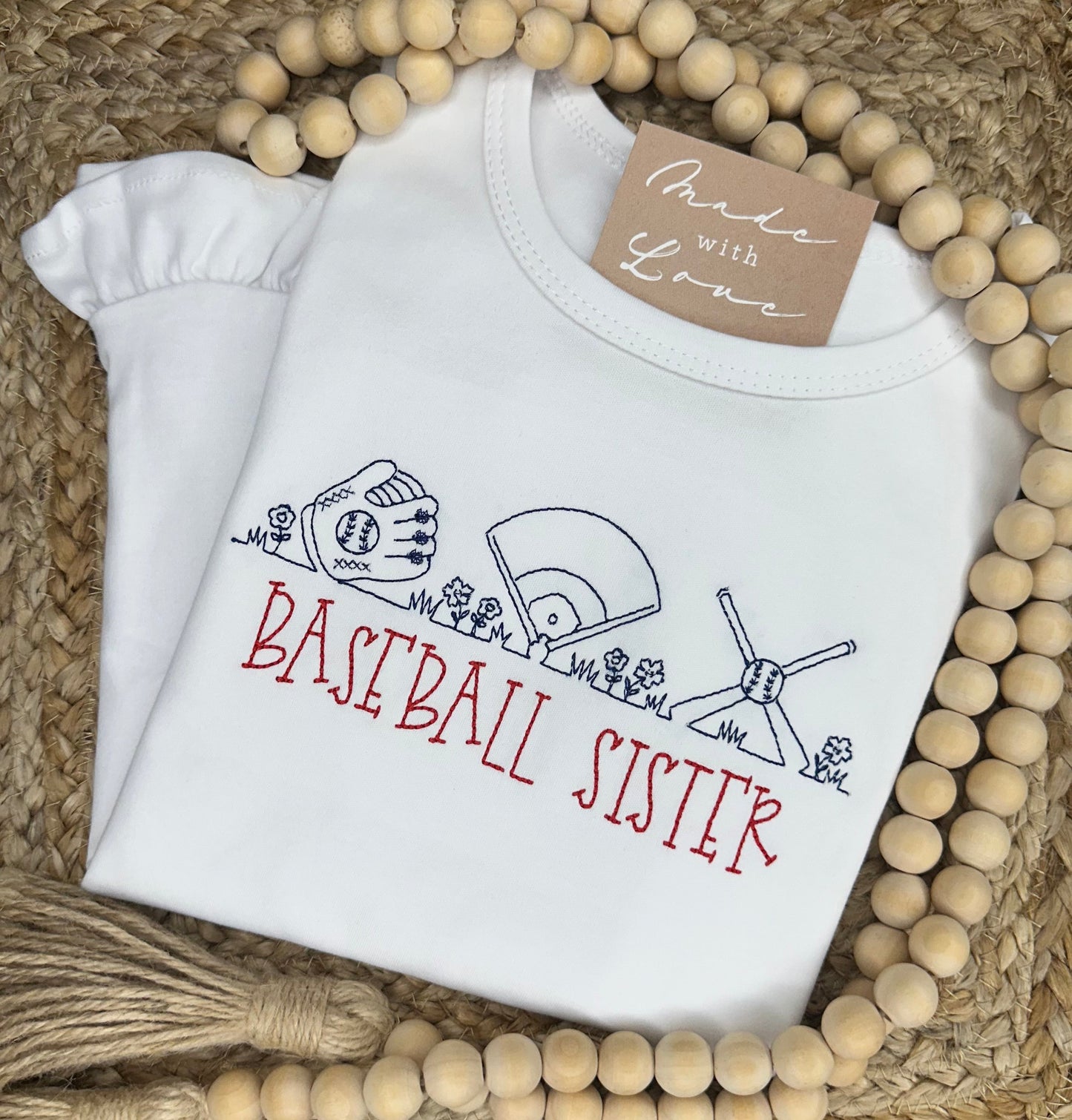 Ready to ship! Size 5T - Baseball Sister Ruffle Shirt