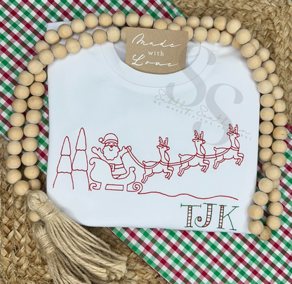 Santa and Reindeer Simple Line Shirt