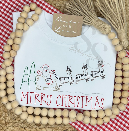 Santa and Reindeer Simple Line Shirt