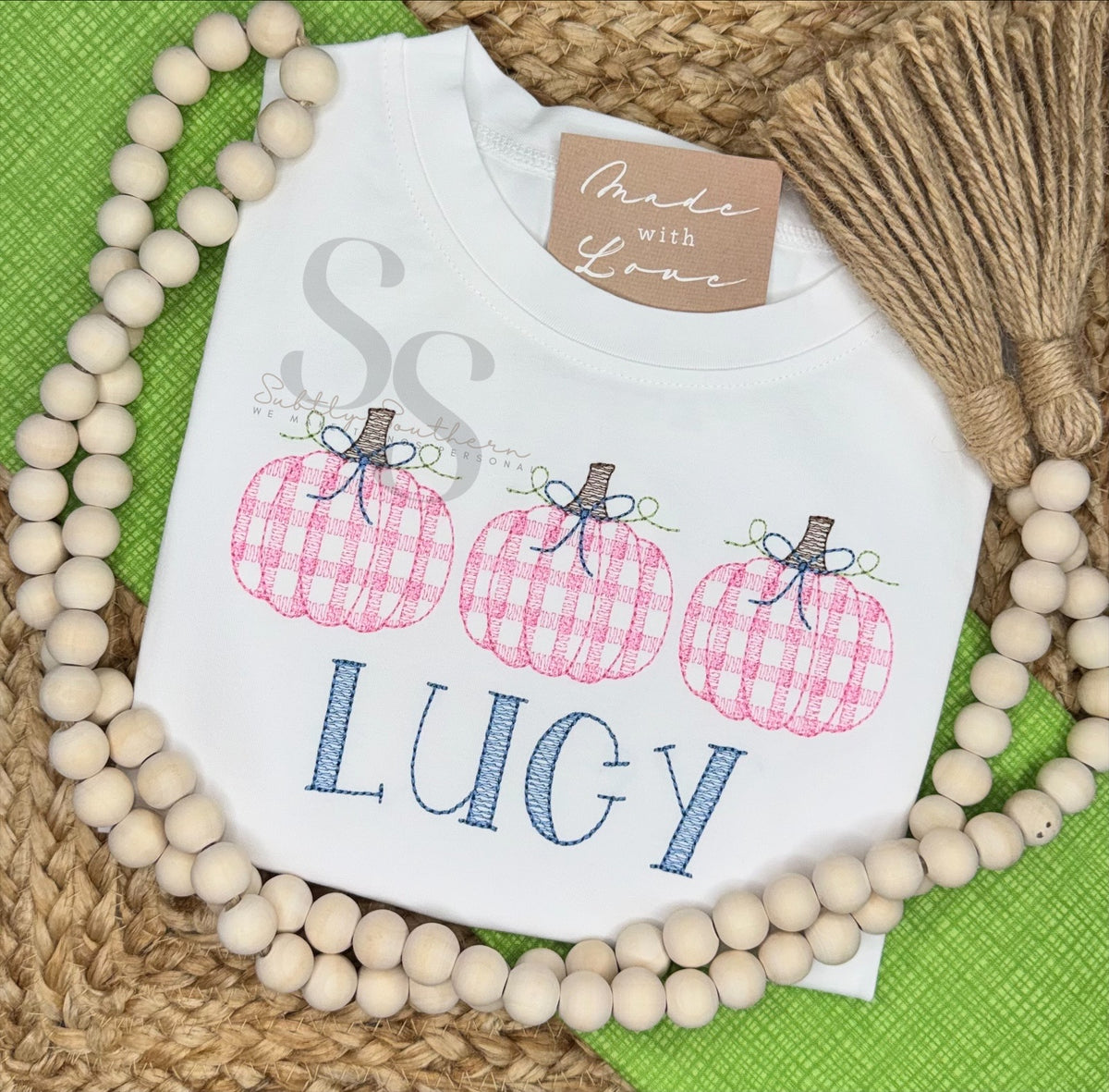 Gingham Pumpkin Trio with Bows