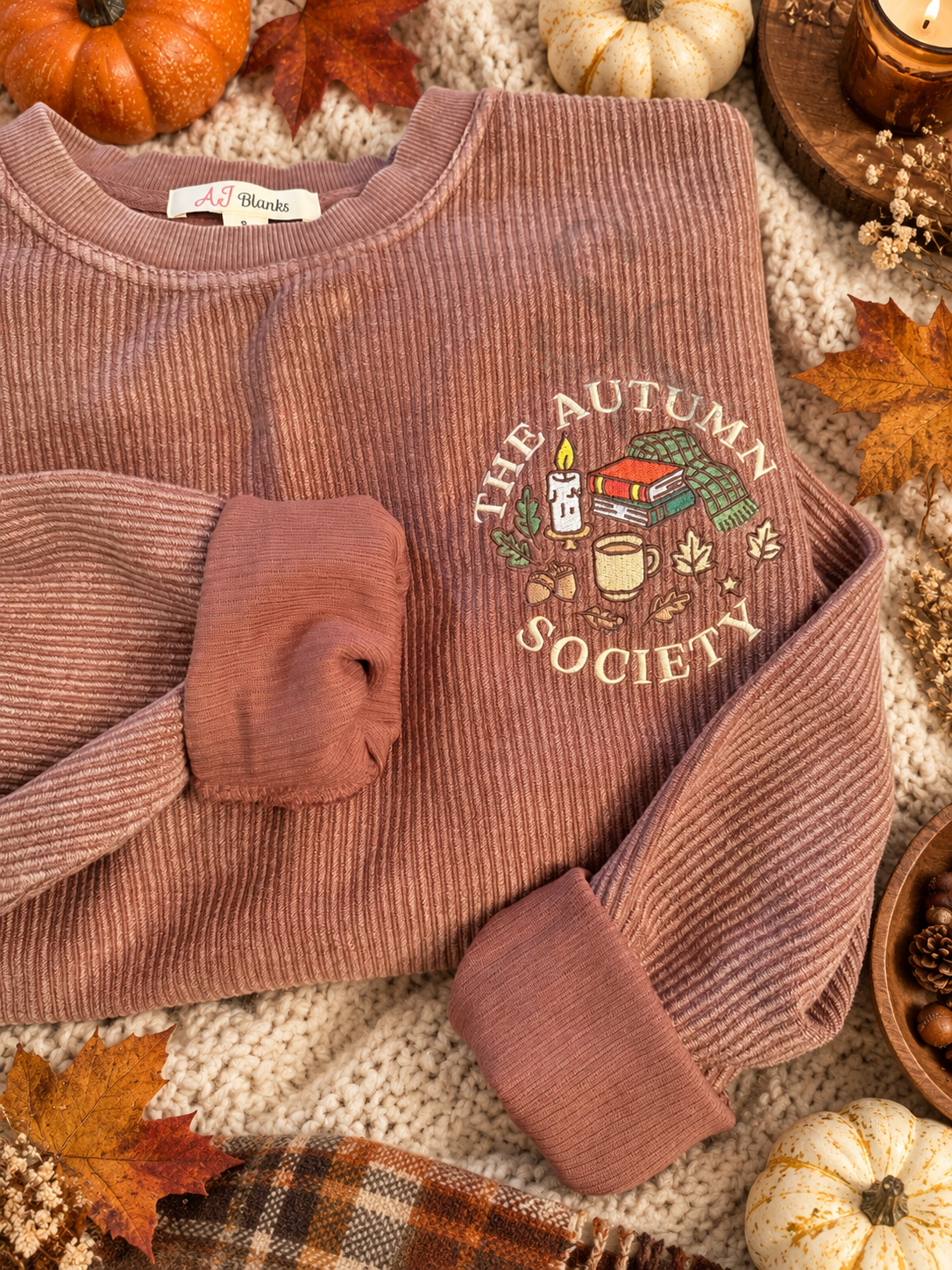 Autumn Society Oversized Corded Crew Sweatshirt