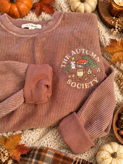 Autumn Society Oversized Corded Crew Sweatshirt