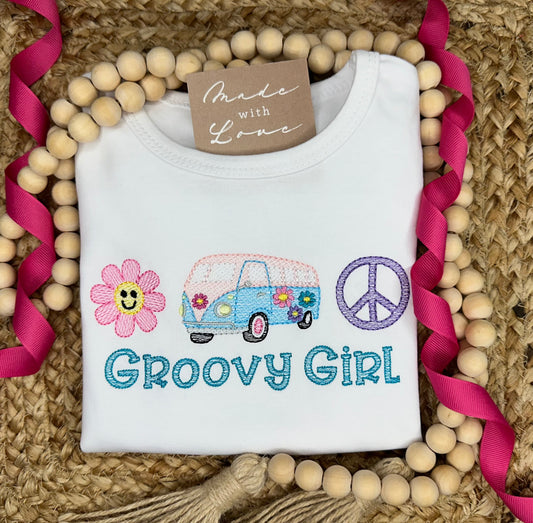 Ready to ship! Size 2T - Groovy Girl Ruffle Shirt