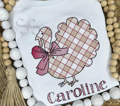 Gingham Turkey with Bow Shirt