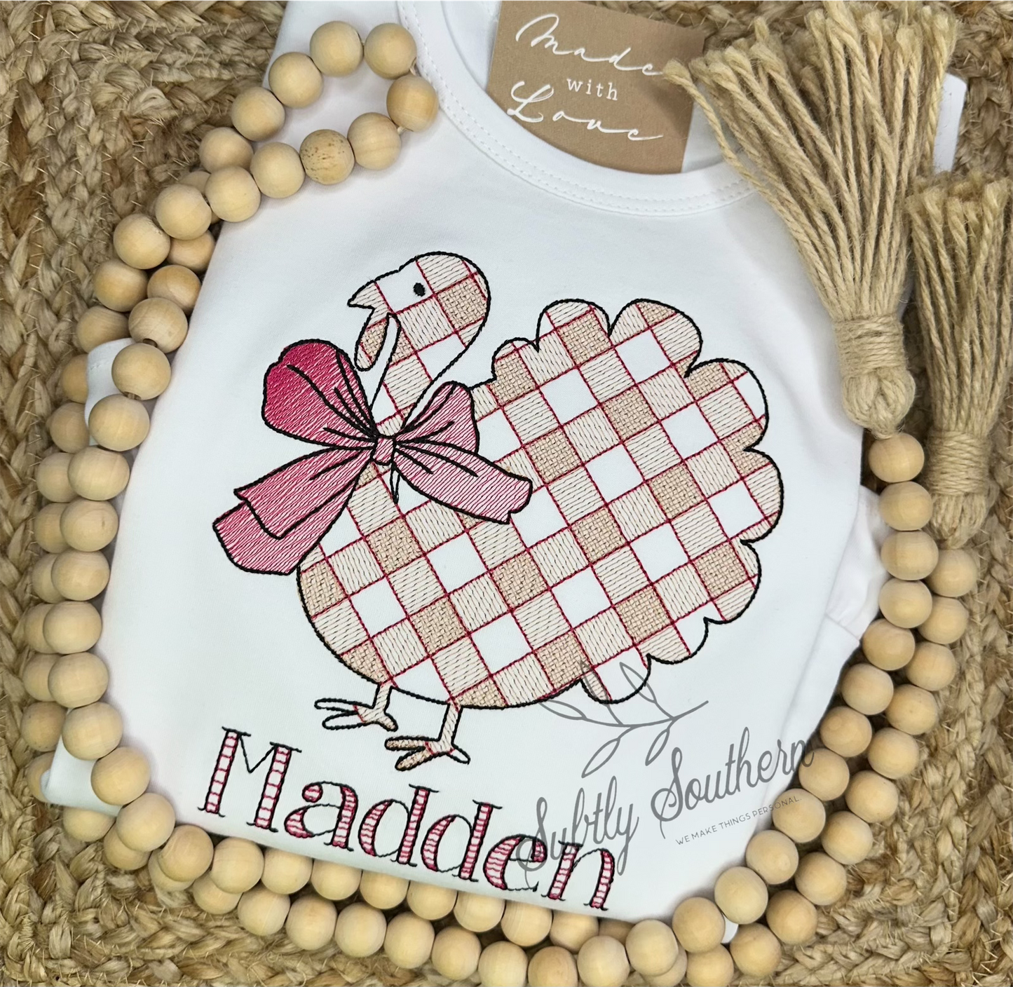 Gingham Turkey with Bow Shirt