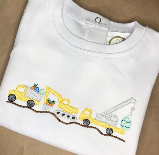 Ready to ship! Size 2T - Easter Construction Trio Romper