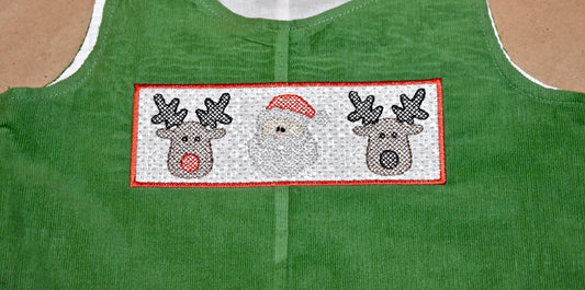 Santa and Reindeer Faux Smock