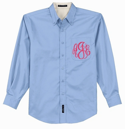 Monogrammed Oversized Button Front Oxford Shirt