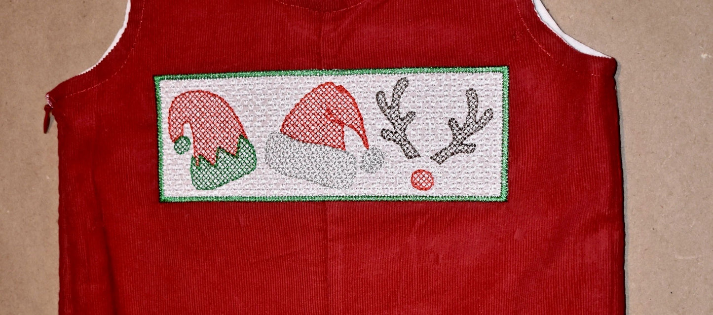 Christmas Hats and Antlers Faux Smock Shirt