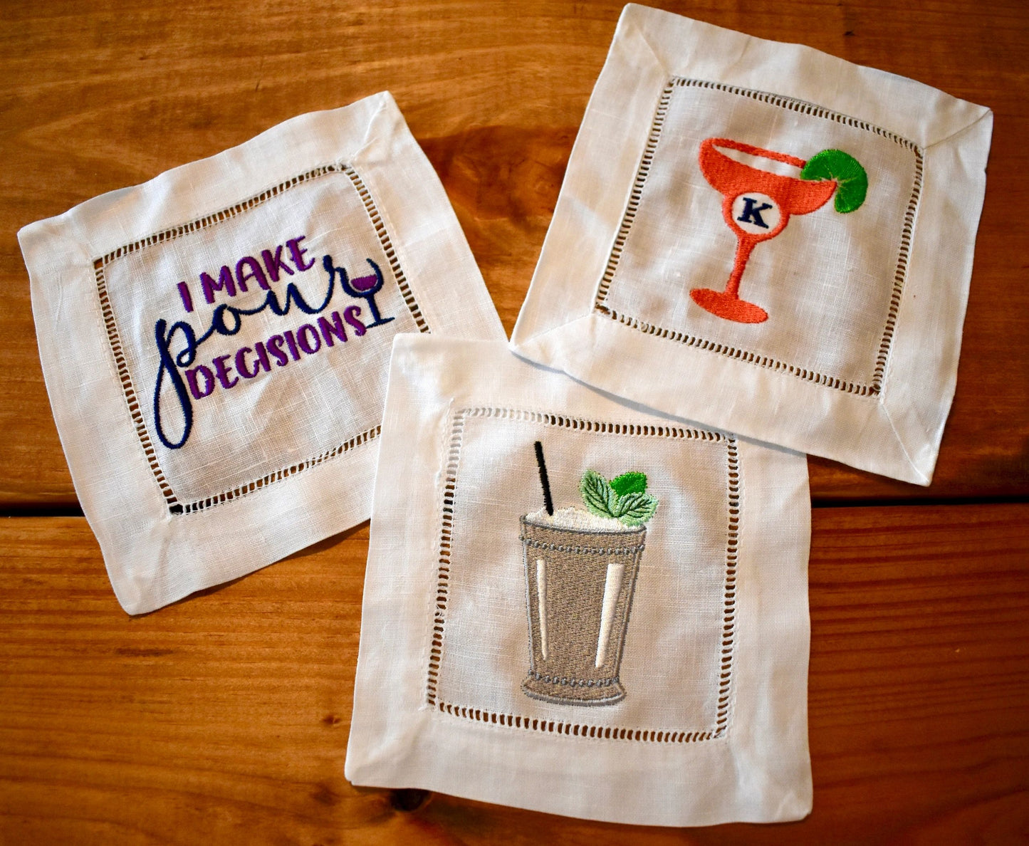 Monogrammed Linen Cocktail Napkin Set